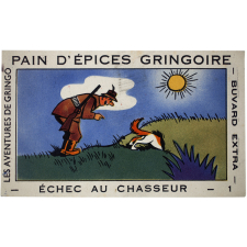 Buvard publicitaire. Pain d'épices Gringoire. Echec au chasseur - n°1.