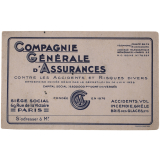 Buvard publicitaire. Compagnie Générale d'Assurances.