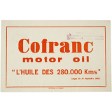 Buvard publicitaire. Cofranc motor oil.