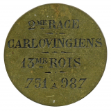 Jeton d'Histoire évoquant la dynastie des Carlovingiens. 