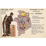 Émulsion Scott - Débilité générale, croissance, dentition, bronchite, rachitisme - Département du Cher - 298.398 habitants - Chef-lieu :  Bourges - Sous-préfecture : St-Amand-Montrond.