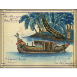 Cochinchine/Dessin d'imitation : une pirogue indigène.