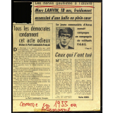 Les Nervis gaullistes à l'œuvre - Marc Lanvin, 18 ans, froidement assassiné d'une balle en plein cœur.