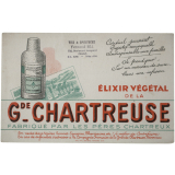 Buvard publicitaire. Élixir végétal de la Grande Charteuse.