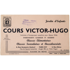 Buvard publicitaire. Cours Victor Hugo. Enseignement classique et moderne. 