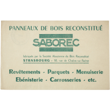 Buvard publicitaire. Panneaux de bois reconstitué Saborec.