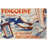 Buvard publicitaire. Pingoline détache et blanchit tous cuirs blancs.