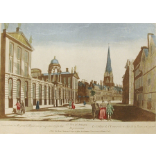 Vue d'Optique représentant Le College de l'Université, et celui de la Reine a Oxford. Universitatis ac Reginae Collegiorum prospectus Oxfordiae. 63.