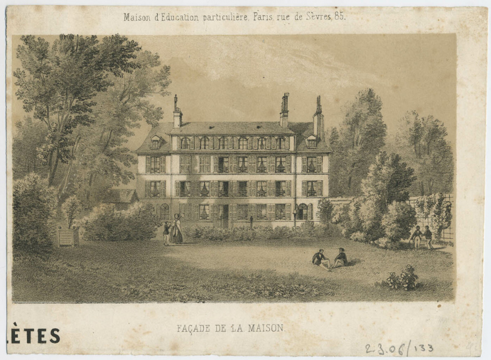 Maison d'Education particulière, Paris, rue de Sèvres, 85. Façade de la maison.