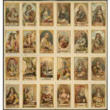Planche de bons points. Personnages célèbres français du XVIIe et du XVIIIe siècles
