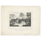 Les Elèves de l'École polytechnique parlementant avec les troupes de ligne au coin de la rue Courti près du Palais Bourbon.