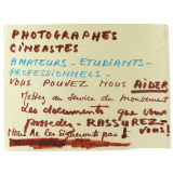 Photographes cinéastes amateurs - étudiants - professionnels - vous pouvez nous aider.