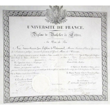 Université de France - Diplôme de Bachelier ès Lettres. Au nom du Roi.