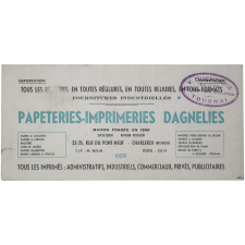Buvard publicitaire. Papeteries-Imprimeries Dagnelies.