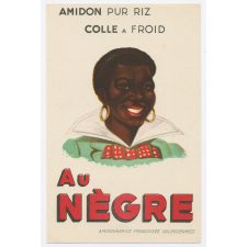 Buvard publicitaire. Amidon pur riz - Colle à froid Au Nègre. 