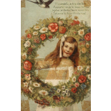 Fillette dans une couronne de fleurs. 
