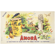 Buvard publicitaire. Amora. Verre décoré La Fontaine.
