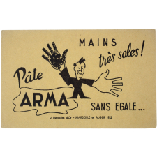 Buvard publicitaire. Pâte Arma. Pour mains très sales.