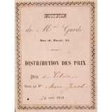 Ex-praemio . Institution de Mme Garde Rue de Bussi, 15.