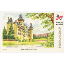 Buvard publicitaire. Biscottes allégées Grégoire. Château de Cléron (Doubs).