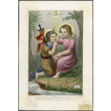 Image religieuse. Comme St Jean le Divin Précurseur. Adorons, glorifions Jésus notre Sauveur.