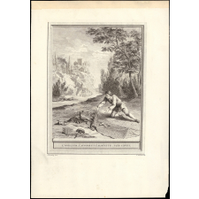 Fable de La Fontaine. L'Oiseleur, l'Autour et l'Aloüette. Fable CXVIII.