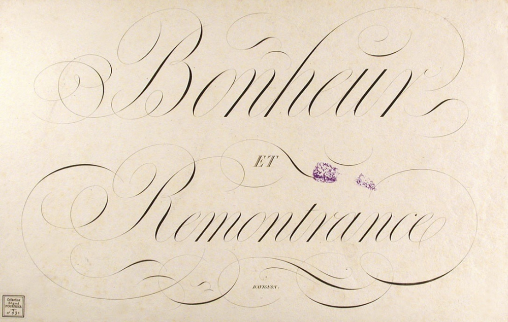 Modèle d'écriture. Bonheur et Remontrance. 