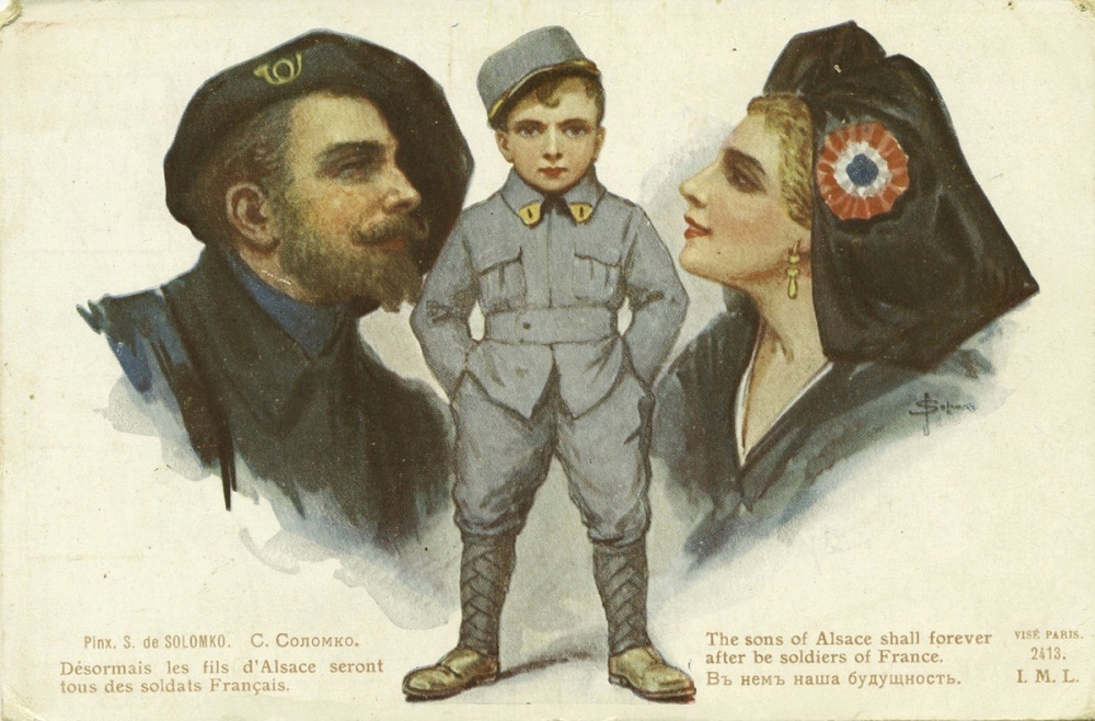 Désormais les fils d'Alsace seront tous des soldats Français - The sons of Alsace shall forever after be soldiers of France.