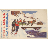 Buvard publicitaire. Chewing Gum Bell et Flan Mireille. Buvard N° 40. Scène d'hiver à la montagne. 
