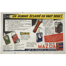 Buvard publicitaire. Piles Mazda. Un homme éclairé en vaut deux!