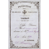 Ex-praemio . Pensionnat des religieuses trinitaires à Voiron.