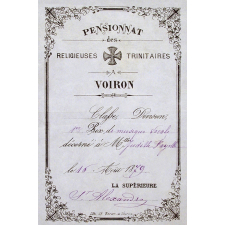 Ex-praemio . Pensionnat des religieuses trinitaires à Voiron.