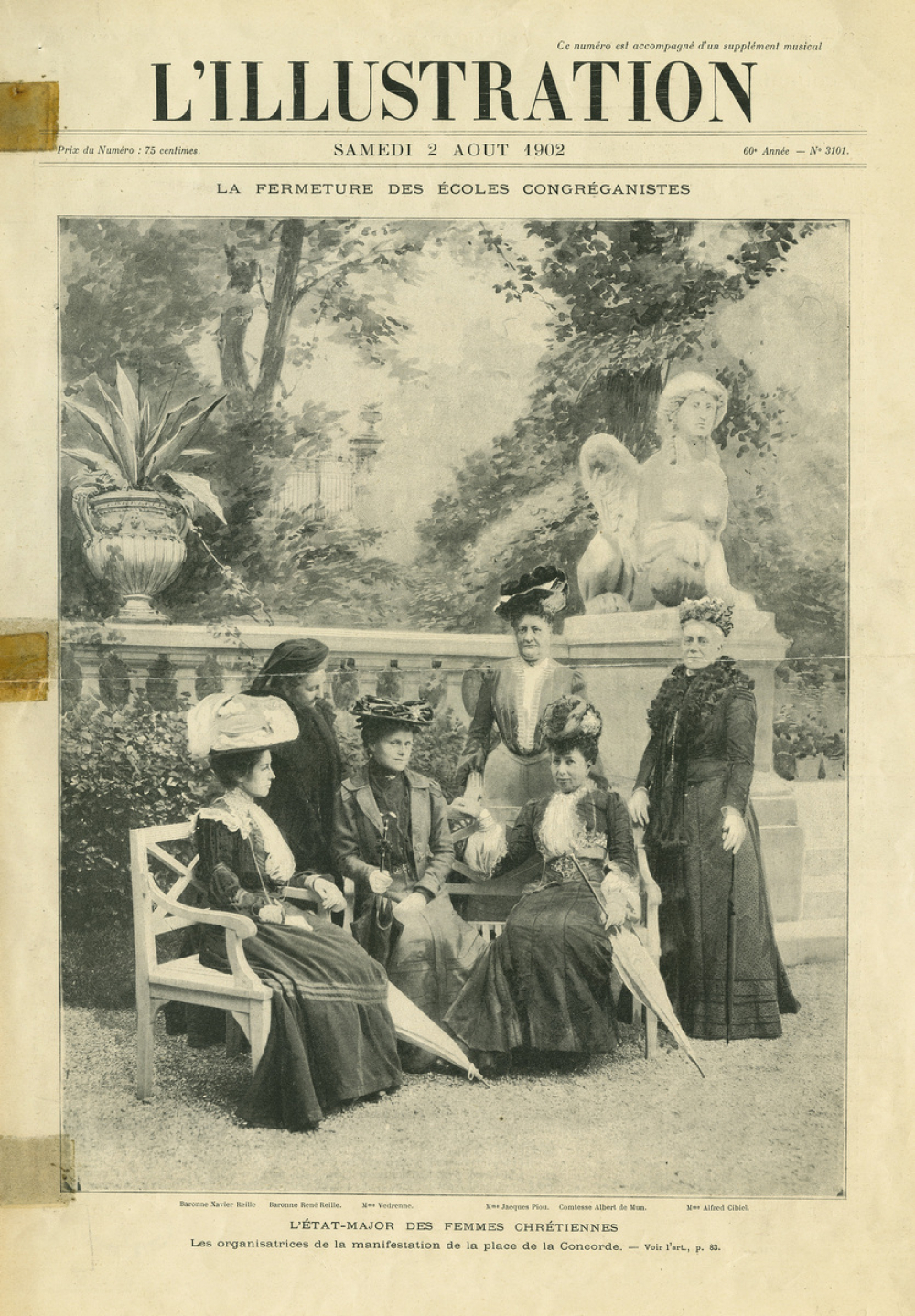 La fermeture des écoles congréganistes. L'Etat-Major des femmes chrétiennes. Les organisatrices de la manifestation de la place de la Concorde.