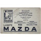 Buvard publicitaire. Lampe Mazda. 