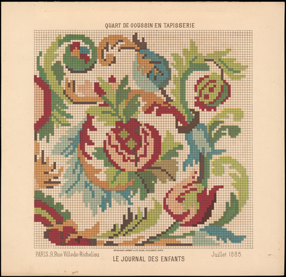 Modèle de tapisserie. Quart de coussin en tapisserie.