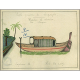 Cochinchine/Dessin de mémoire : une barque.