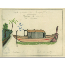 Cochinchine/Dessin de mémoire : une barque.
