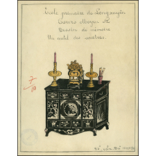 Cochinchine/Dessin de mémoire : un autel des ancêtres.