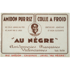 Buvard publicitaire. Amidon pur riz - Colle à froid Au Nègre. 