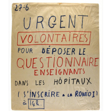 Urgent - Volontaires pour déposer questionnaire enseignants dans les hôpitaux.
