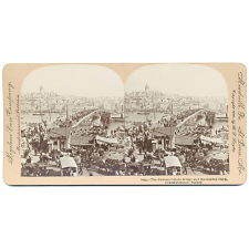The Famous Galata Bridge and the Golden Horn, Constantinople, Turkey.