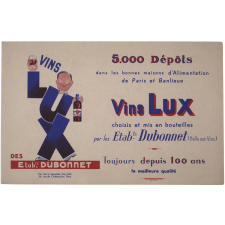 Buvard publicitaire. Vins Lux.