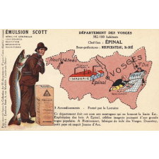Émulsion Scott - Débilité générale, croissance, dentition, bronchite, rachitisme - Département des Vosges - 382.100 habitants - Chef-Lieu : Epinal - Sous-préfectures : Neufchateau, St-Dié.