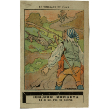 Carte réclame. Le vieillard et l'âne.
