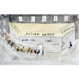 Queue devant l'épicerie Damoy. 