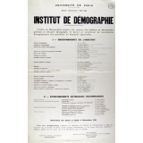 Université de Paris - Année universitaire 1963-1964. Institut de Démographie.