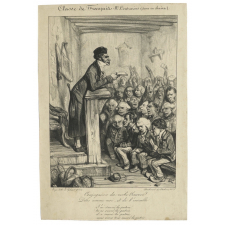Classe de français. Me. Contrarius (dans sa chaire).
