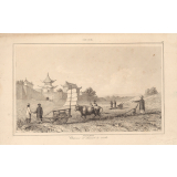 Chine. Charrue et chariot à voile.