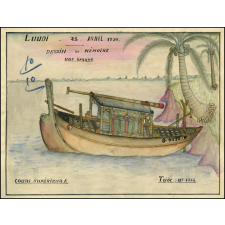 Cochinchine/Dessin de mémoire : une barque.