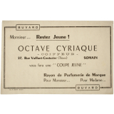 Buvard publicitaire. Octave Cyriaque Coiffeur.